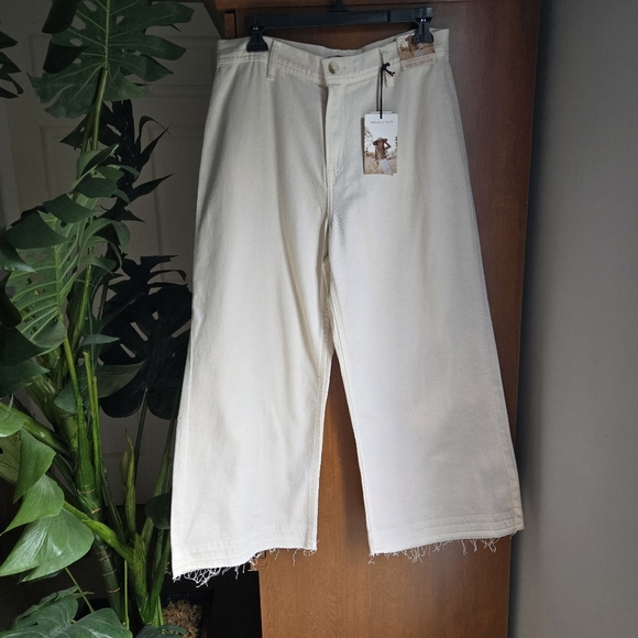 Sincerely Jules Women's Cream Wide-Leg Crop Pants 29 - Picture 1 of 4